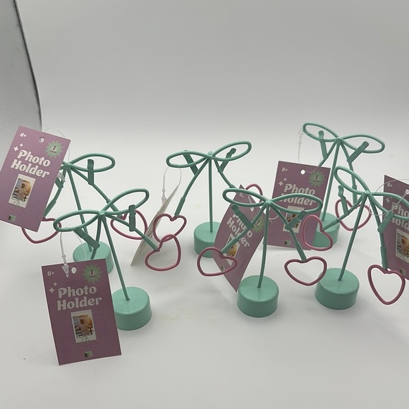 Target Other - Set of 6 Mint Green and Pink Cherry Heart Photo Holders
